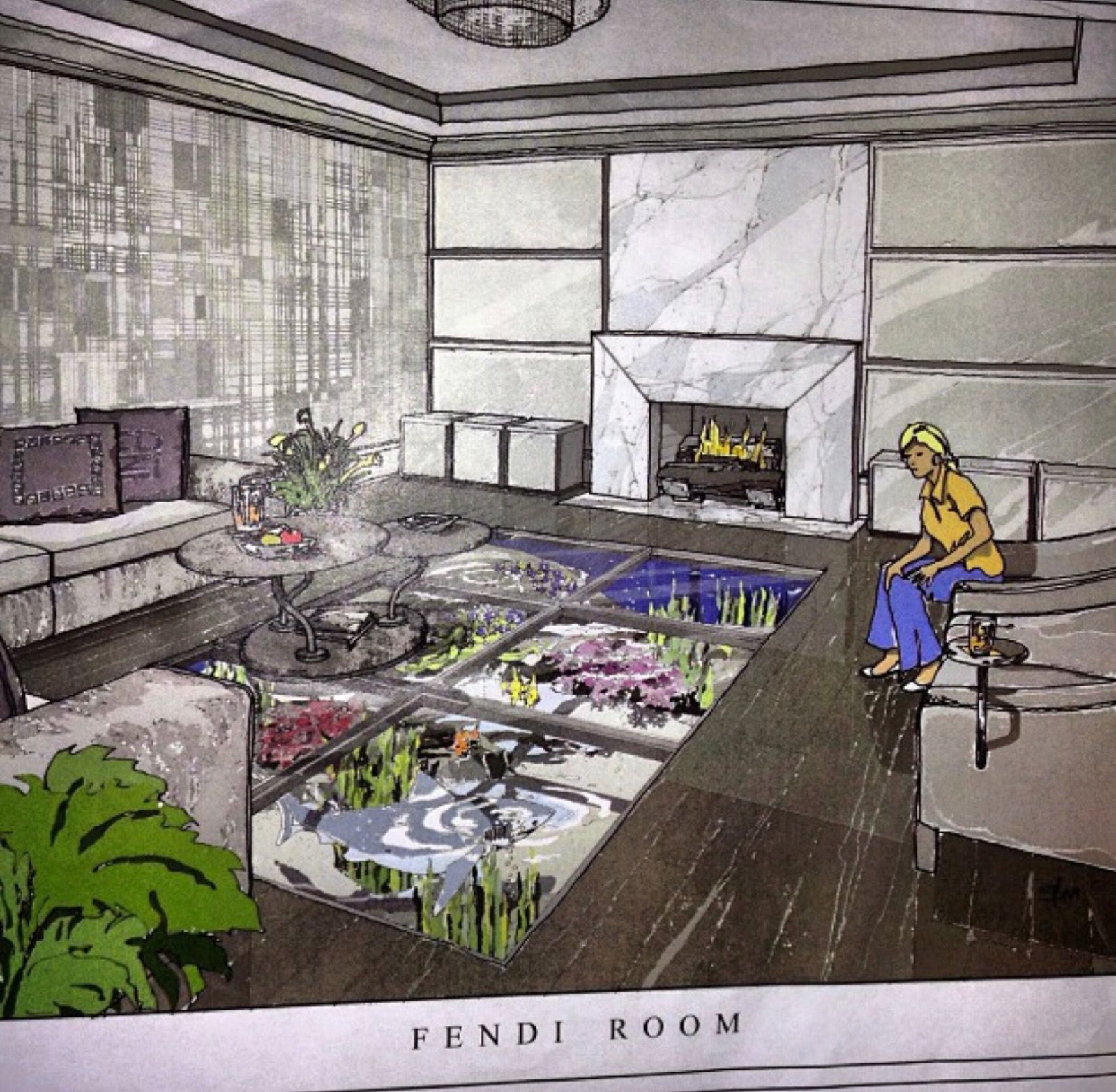 Concept rendering for a custom architectural aquarium